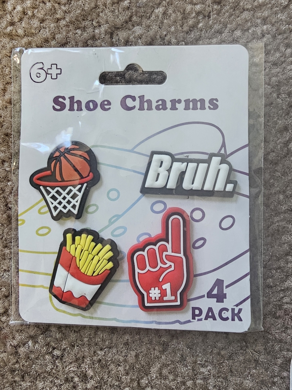 Kids Shoe Charms Pack - Red, Yellow, Orange Fun Designs